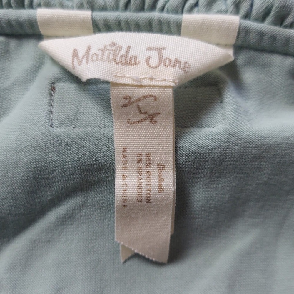 Matilda Jane Cardigan Womens L Green Ruffle Front Tie Short Sleeve Jersey Wrap - Picture 4 of 6